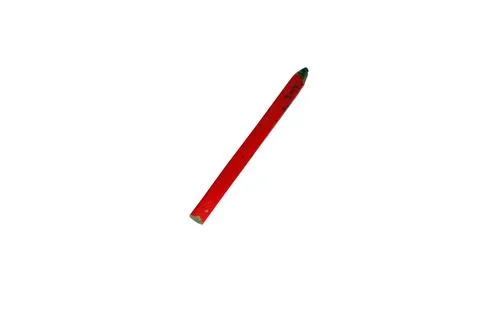 Red used pencil, working tool isolated on white Foto stock