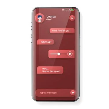 Red user interface smartphone reply message template Stock Illustration