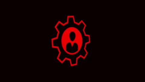 Red User Settings Gear Icon on Dark Background.Glowing red profile manageme.. Stock Footage 340601317
