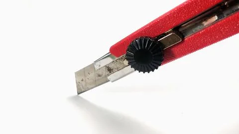Red Utility Knife Isolated on White Background Stock Photos