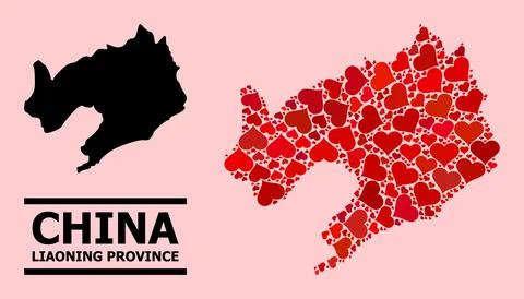 Red Valentine Pattern Map of Liaoning Province イラスト素材