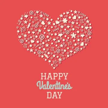 Red Valentines Day Postcard Stock Illustration