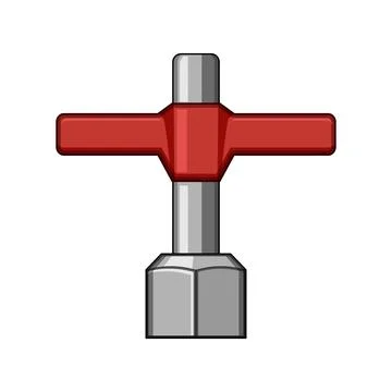 Red valve handle operating tap mechanism Illustration