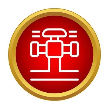 Red valve icon controlling fluid flow in pipe systems Stock Illustration