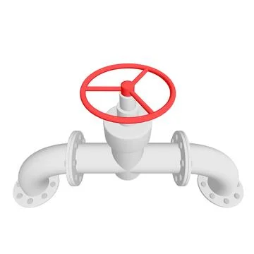 Red valve on the main gas pipeline Ilustración de archivo