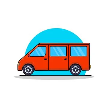 Red Van Cartoon Vector Illustration Stock Illustration