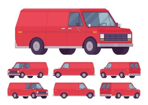Red van set Stock Illustration