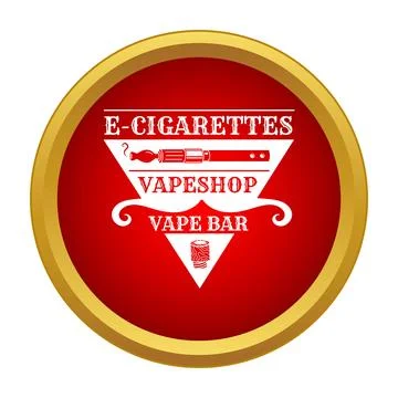 Red vape shop sign with e cigarettes emblem Illustrazione stock
