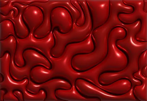 Red various shapes with shiny smooth surface, 3D rendering illustration イラスト素材