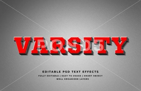 Red varsity 3d text style effect - PSD Template PSD Template