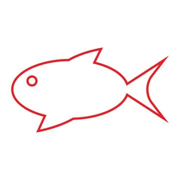 Red vector aquarium fish line icon isolated on white background Stock Illustration