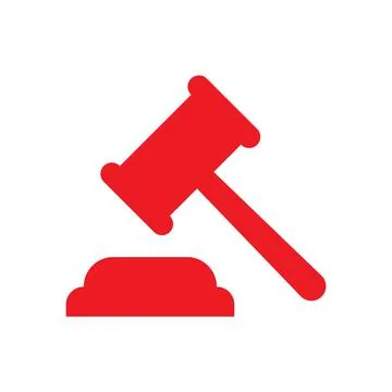 Red vector auction icon isolated on white background Stock Illustration