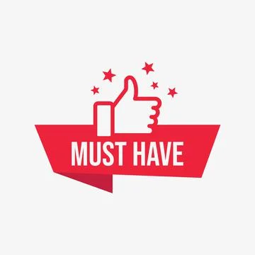 Red vector banner must have with thumb up Illustrazione stock