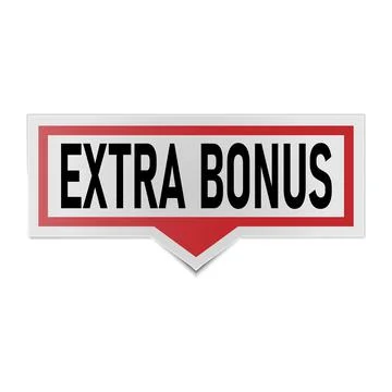 Red vector banner ribbon extra bonus ON WHITE ISOLATED EPS Stock Illustration