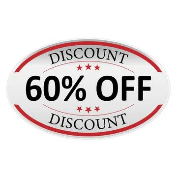 Red Vector Banner Ribbon on white background, left bookmark, up to 60 percent Stock Illustration
