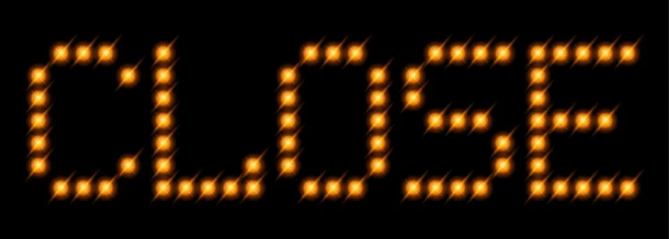 Red vector caption CLOSE neon lights, bulbs on a black background. Stock Illustration