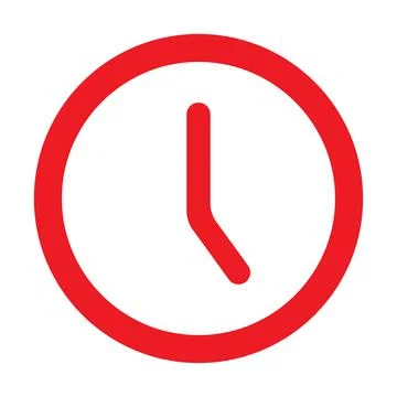 Red vector clock time icon isolated on white background Stock Illustration