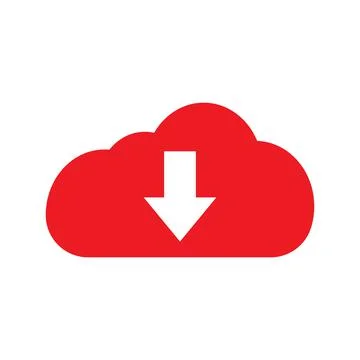 Red vector download icon isolated on white background Stock Illustration