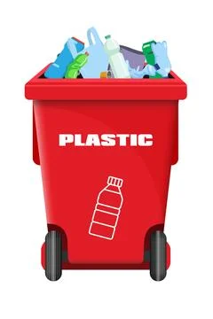 Red vector dumpster for plastic Stock Illustration