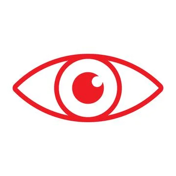 Red vector eye line icon isolated on white background Stock Illustration