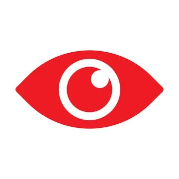 Red vector eye solid icon isolated on white background Illustrazione stock