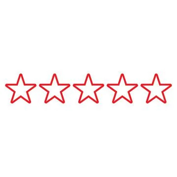 Red vector five stars line icon isolated on white background Stock Illustration
