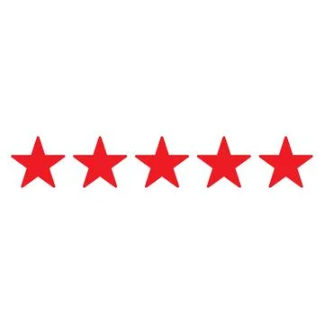 Red vector five stars solid icon isolated on white background イラスト素材