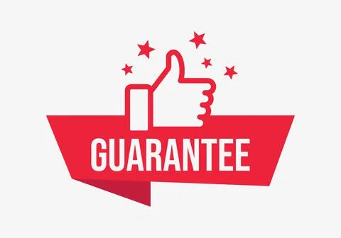 Red vector guarantee banner with thumb up Stock Illustration