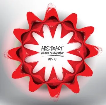 Red vector hand drawn brush strokes in circular form. Stock Illustration