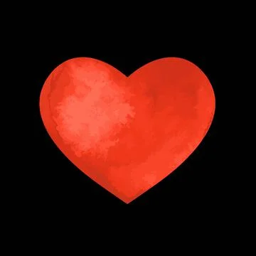 Red vector heart on black background with watercolor texture Stock Illustration
