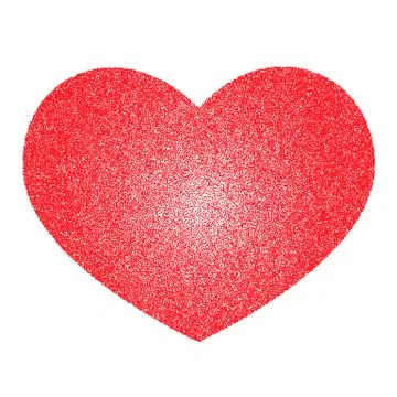 Red vector heart made of many small circles. Graphite texture. Stock Illustration