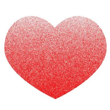 Red vector heart made of many small circles. Graphite texture. Stock Illustration