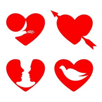 Red vector hearts set. Collection of love images. St. Valentines Stock Illustration