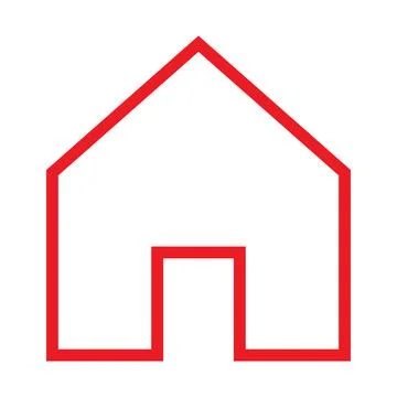 Red vector home line icon isolated on white background Illustrazione stock