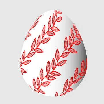 Red vector illustration of one Easter egg with a floral pattern isolated on.. Stock Illustration