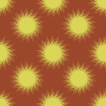 Red vector illustration seamless pattern with retro sun Stock Illustration