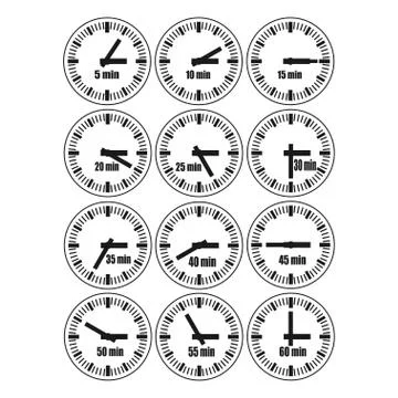 Red vector illustration set 3, increments from 5 to 60 seconds Stock Illustration