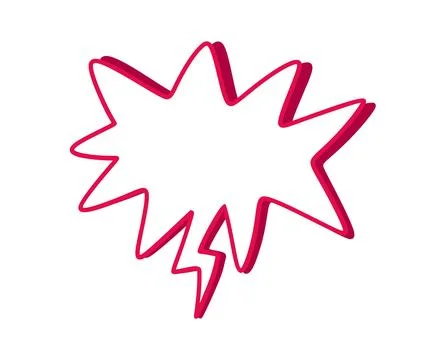 Red vector jagged speech bubble featuring a lightning bolt tail, delivering a Illustrazione stock