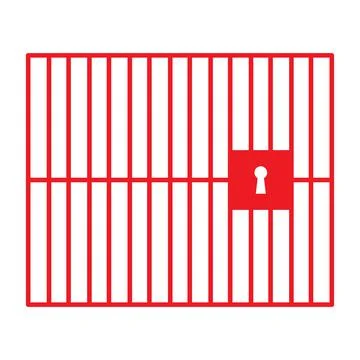 Red vector jail or prison icon isolated on white background Stock Illustration