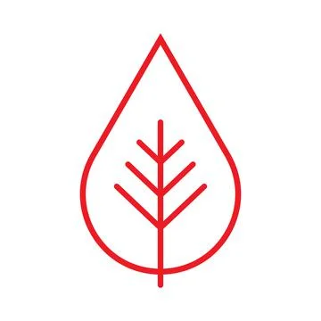 Red vector leaf line icon isolated on white background Stock Illustration