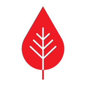 Red vector leaf solid icon isolated on white background Illustrazione stock