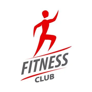 Red vector logo man running for fitness club 스톡 일러스트