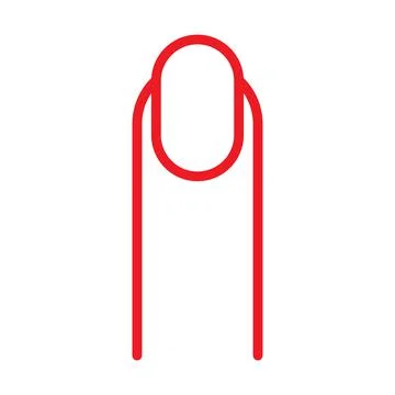 Red vector long finger nail line icon isolated on white background Stock Illustration