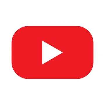 Red vector play button solid icon isoated on white background Stock Illustration