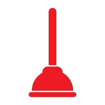 Red vector plunger icon isolated on white background Stock Illustration