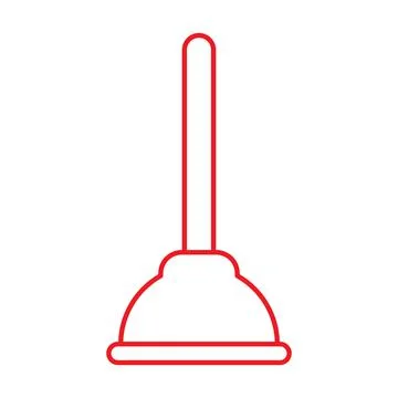 Red vector plunger line icon isolated on white background Stock Illustration