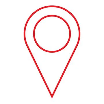 Red vector point of location line icon isolated on white background Stock Illustration