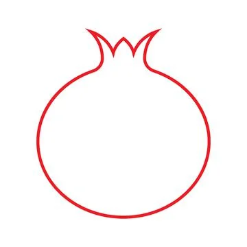 Red vector Pomegranate fruit line icon isolated on white background Stock Illustration