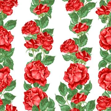 Red Vector roses seanless pattern Stock Illustration