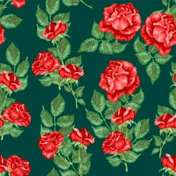 Red Vector roses seanless pattern Stock Illustration